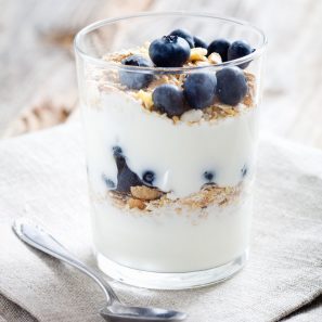 Natural,Yogurt,With,Fresh,Blueberries,,Selective,Focus